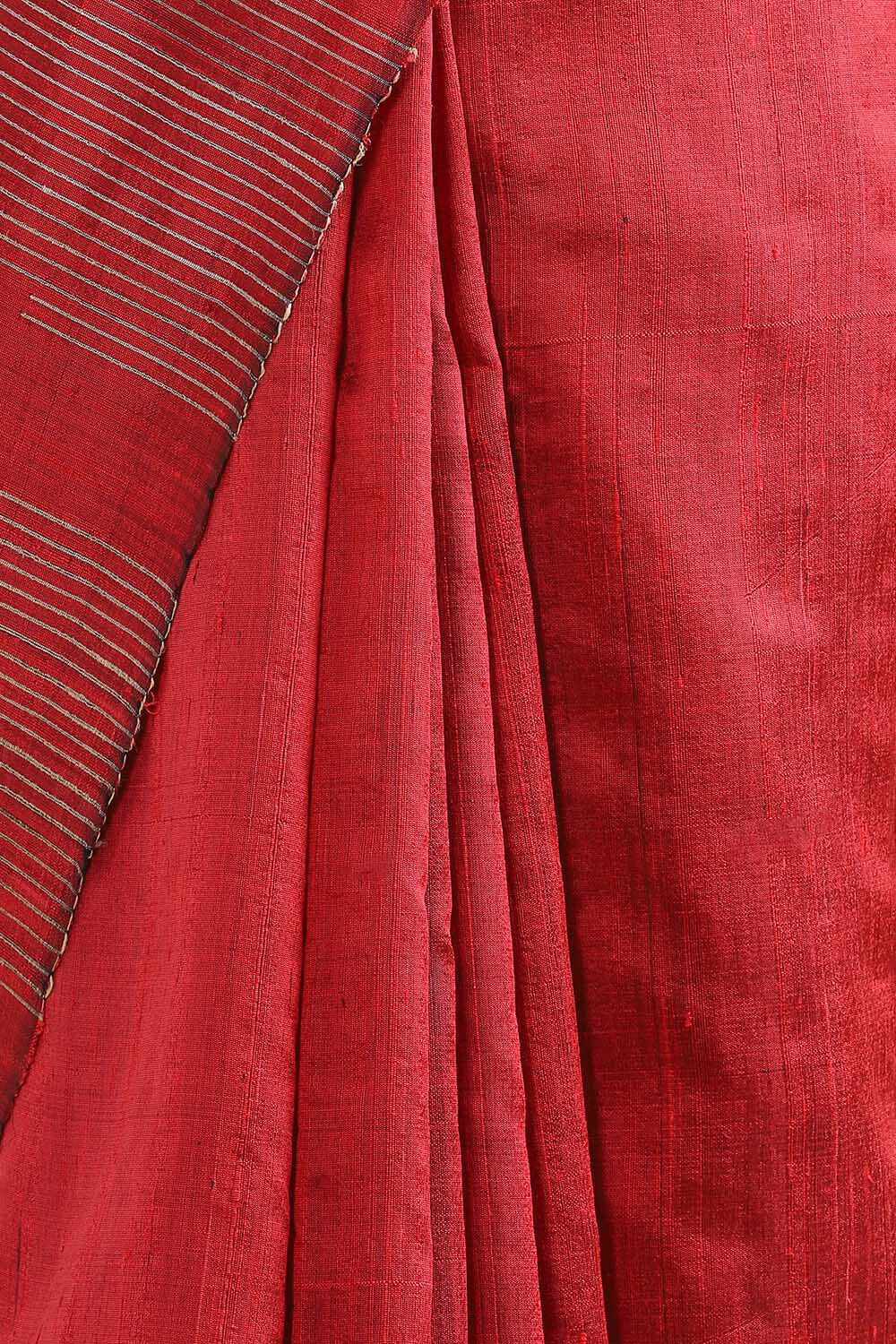 Red Pure Silk Woven Saree image number null