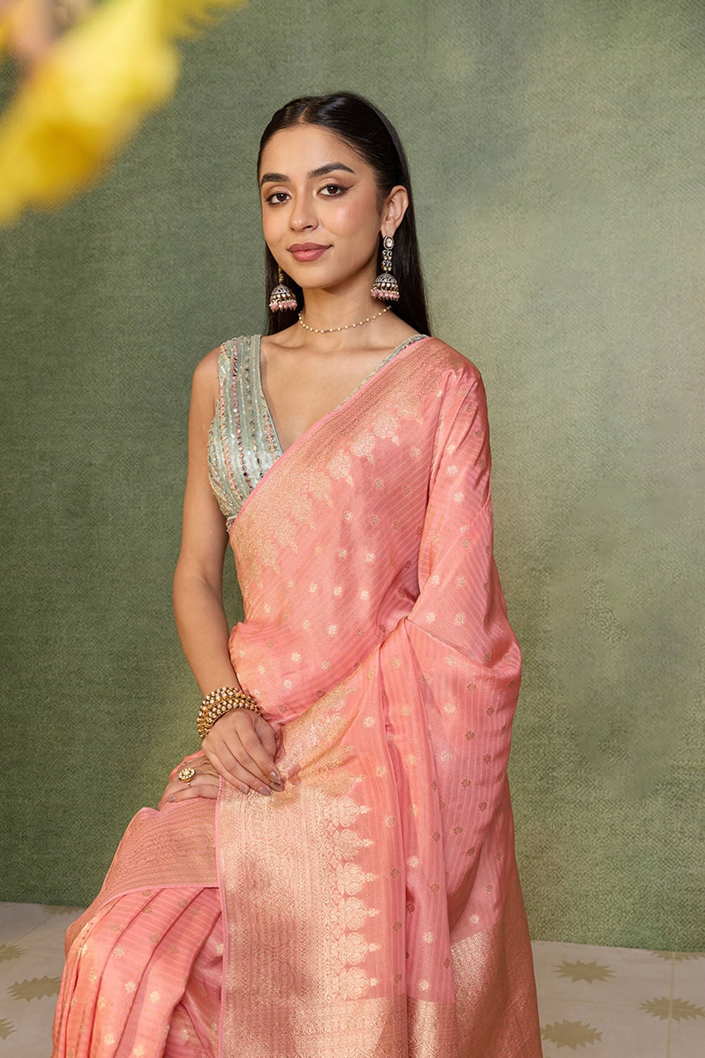 Pink   Woven Viscose Tissue Saree image number null
