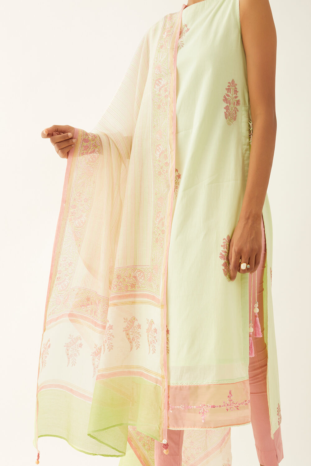 Multicolored Silk Cotton Sanganeri Printed Dupatta image number null