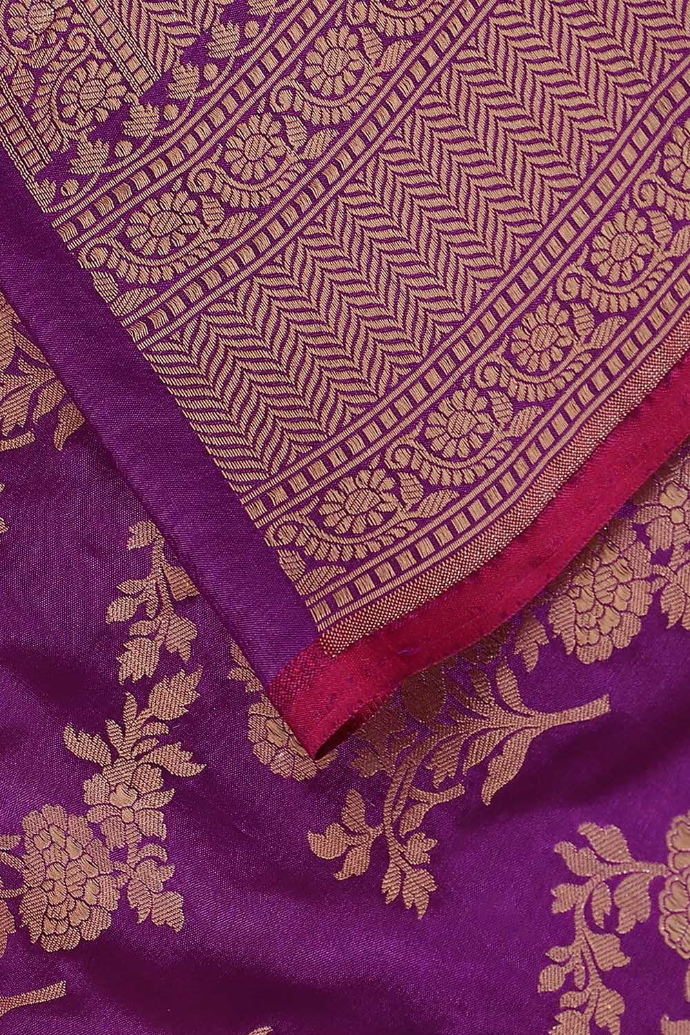 Violet Pure Silk Banarasi Brocade Saree image number null