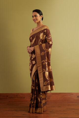 Brown Woven Viscose Luxe Saree thumbnail image number null