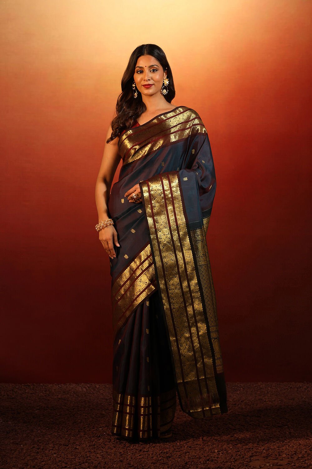 Blue Woven Pure Silk Kanjivaram Saree image number null