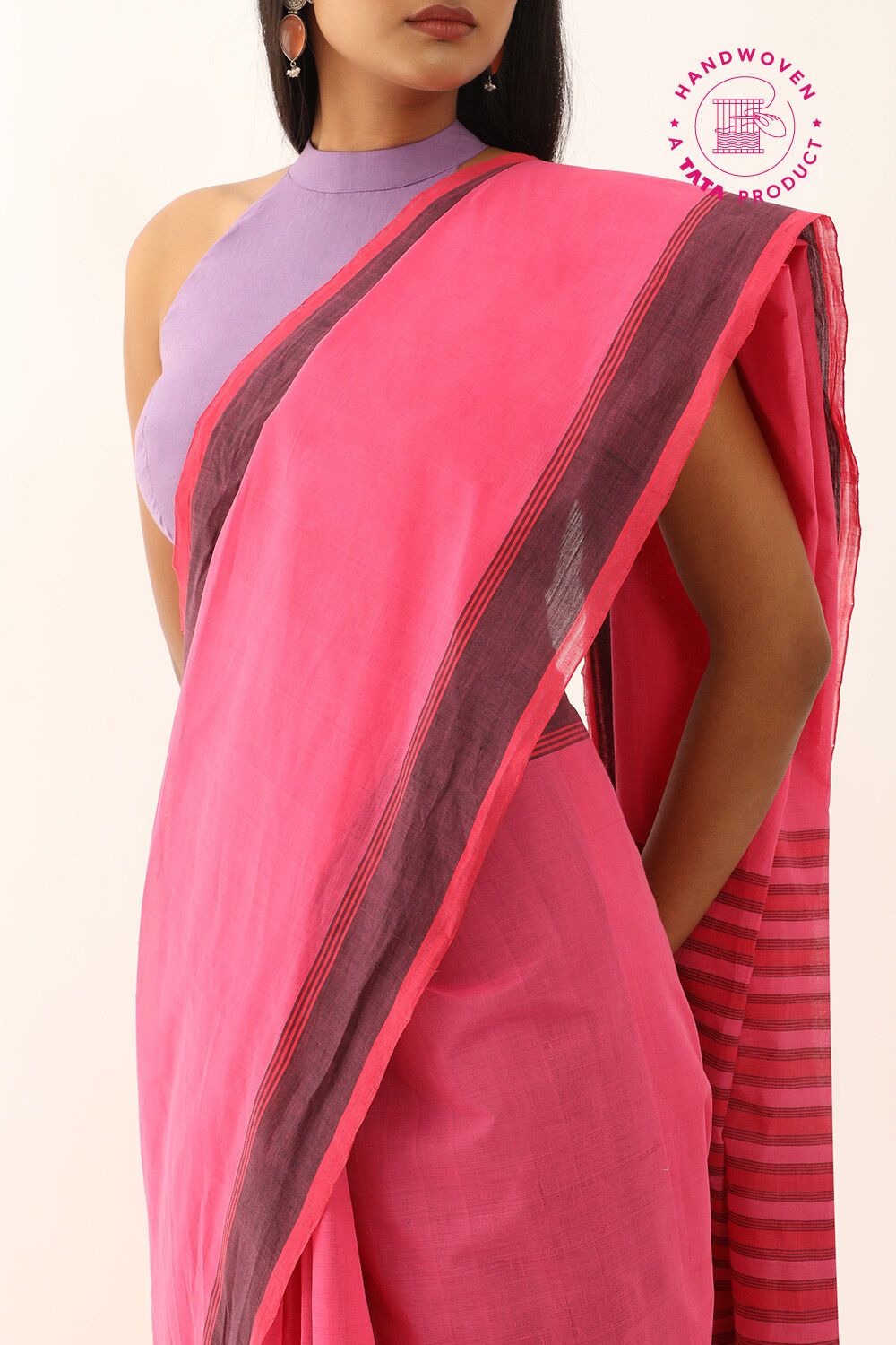 Pink Pure Cotton Woven Mangalgiri Saree image number null