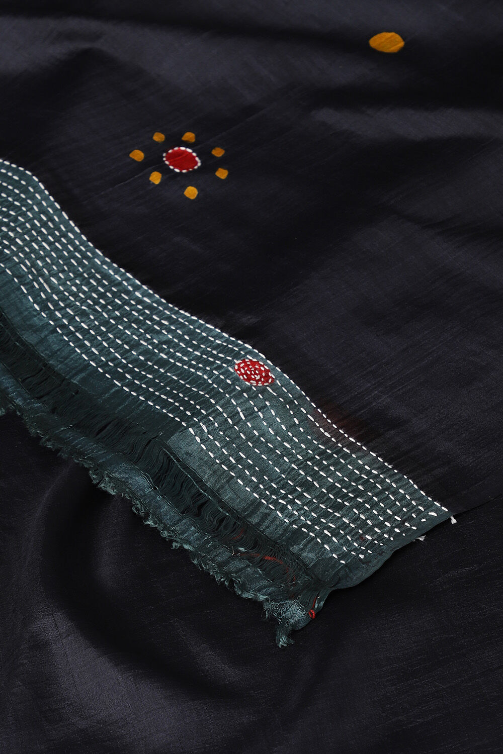 Black Pure Silk Hand Painted Saree image number null