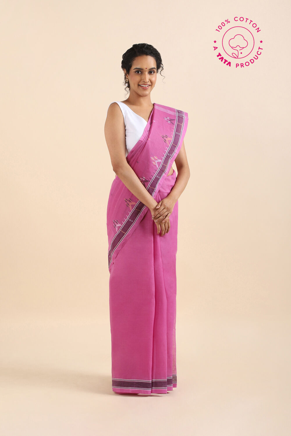 Dark Pink Pure Cotton Bengal Saree image number null
