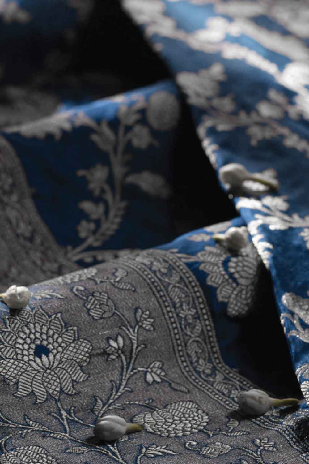 Dark Blue Pure Silk Banarasi Saree image number null