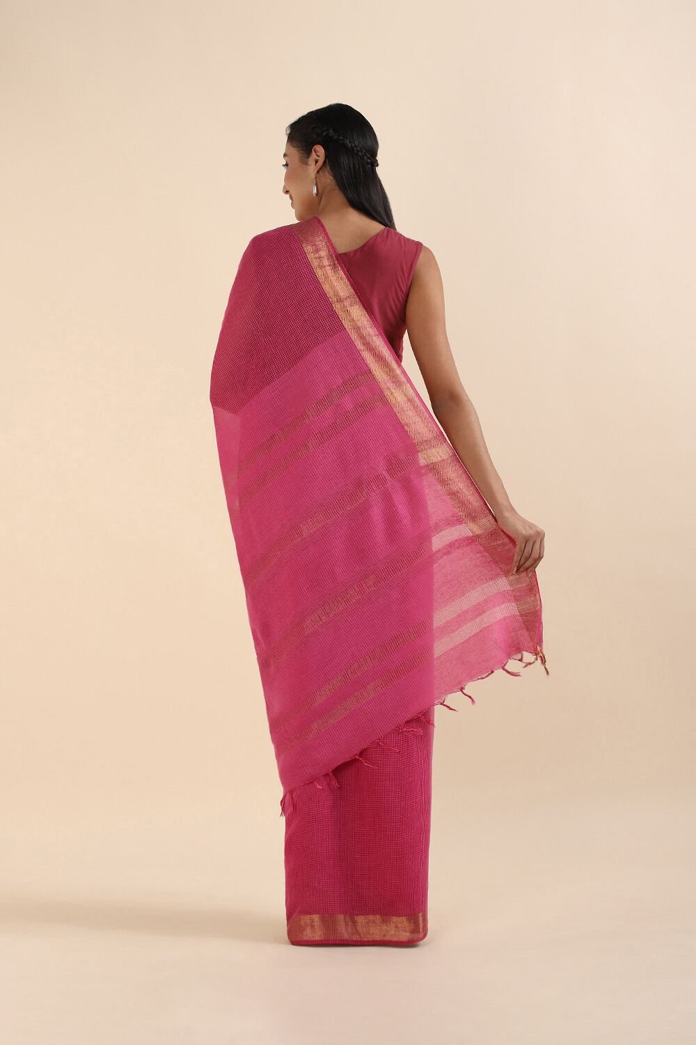 Pink Pure Silk Woven Saree image number null