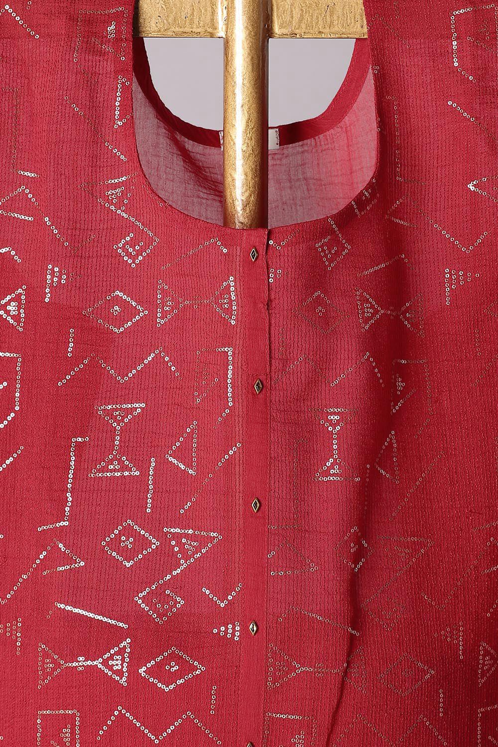Dark Red Silk Cotton Embroidered Semistitched Suit Set image number null