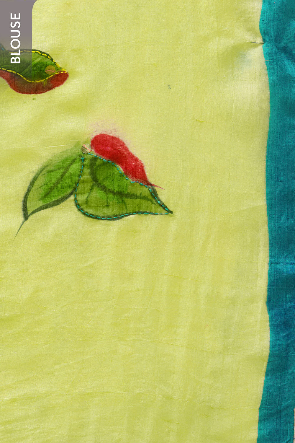 Light Green Bengal Pure Silk Hand Painted Embroidered Saree image number null
