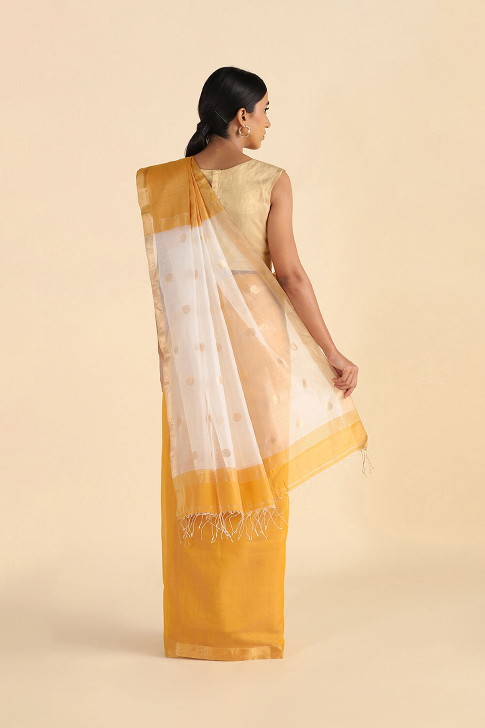 Dark Yellow Bengal Pure Silk Cotton Saree image number null