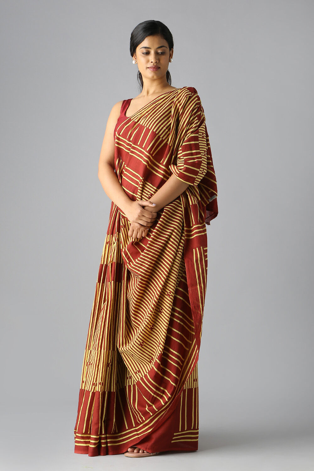 Yellow Pure Cotton Printed Saree image number null