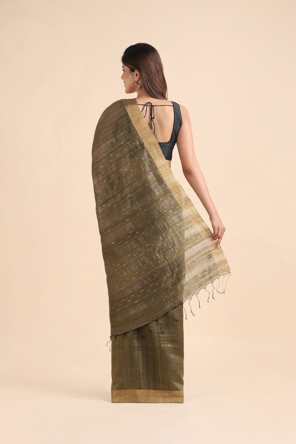 Dark Green Pure Silk Vanya Jamdani Saree image number null