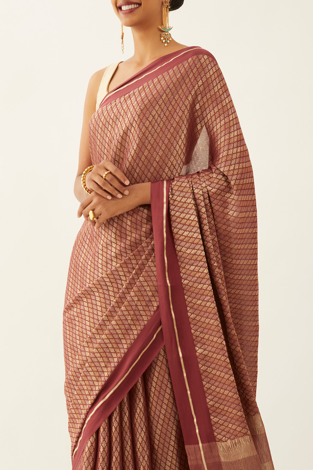 Dark Red Pure Georgette Nouveau Saree image number null