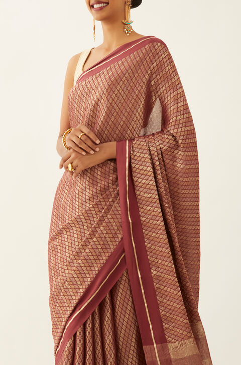 Dark Red Pure Georgette Nouveau Saree