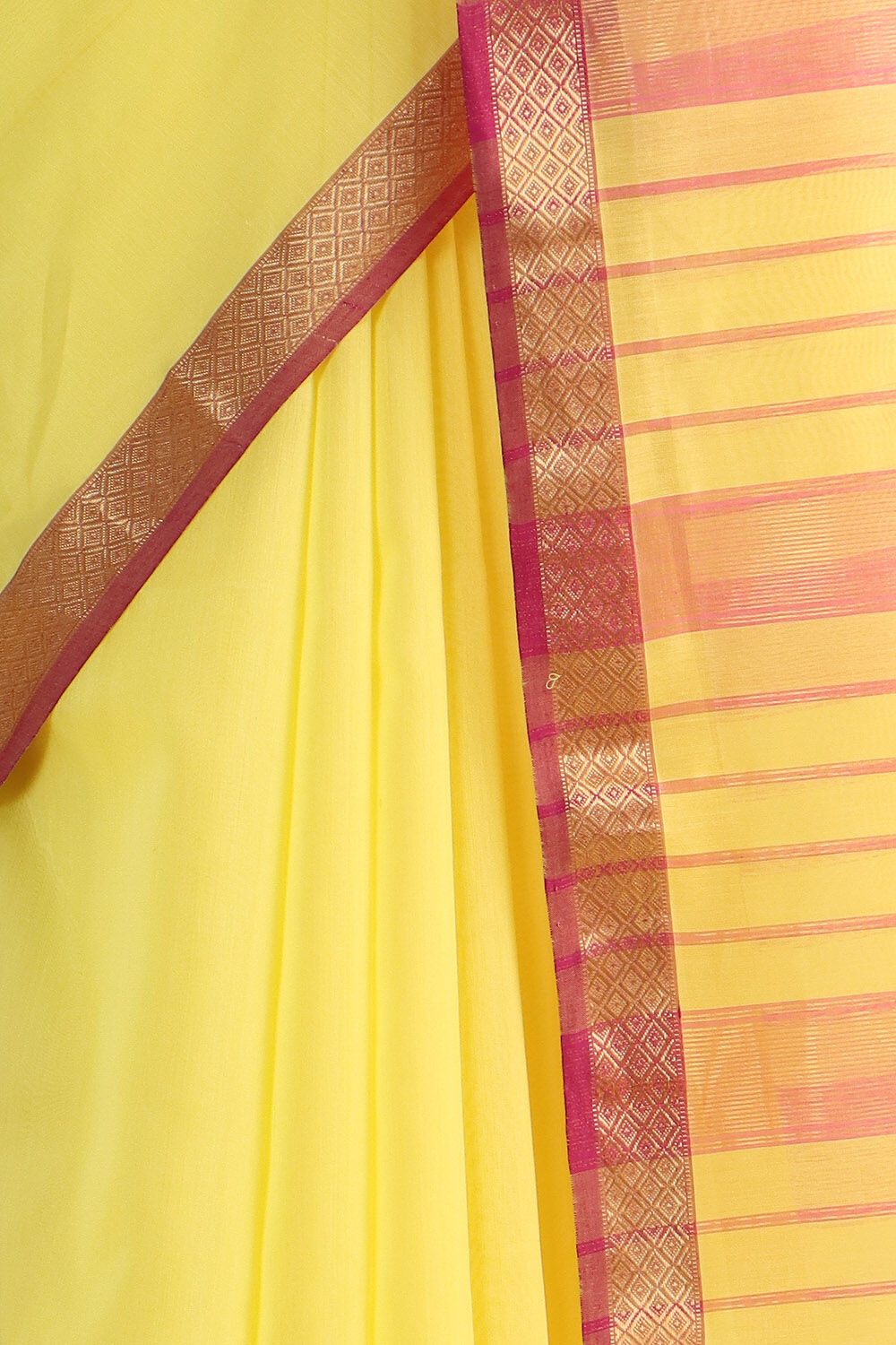 Yellow Pure Silk Cotton Maheswari Saree image number null