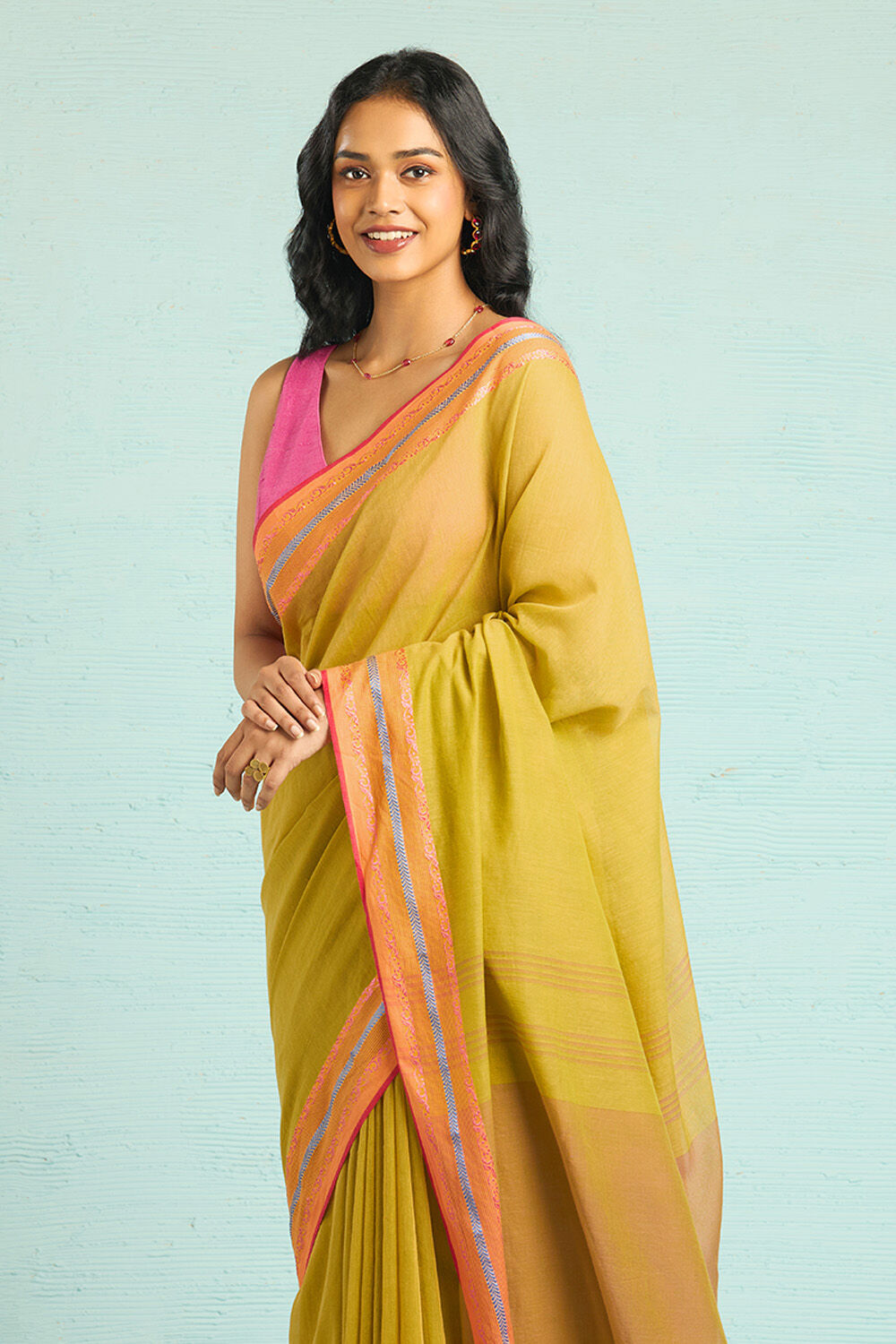 Light Green Woven Pure Cotton Bengal Saree image number null