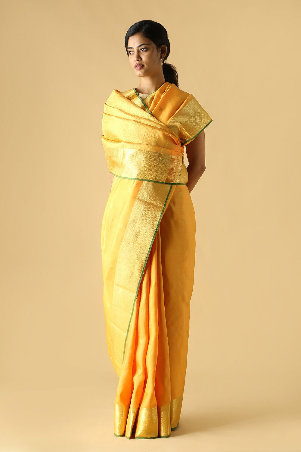 Yellow Pure Silk Kanjivaram Saree image number null