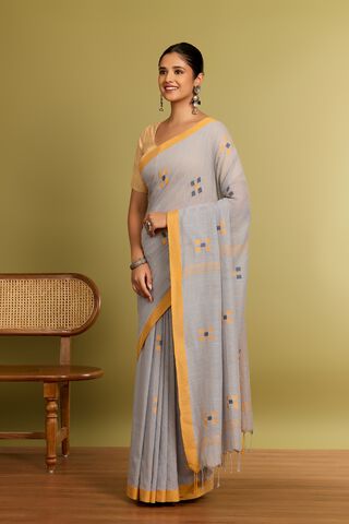 Grey Bengal Pure Cotton Jamdani Saree thumbnail image number null