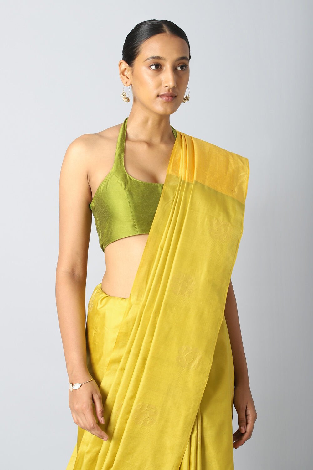 Light Green Pure Silk Tencel South Saree image number null
