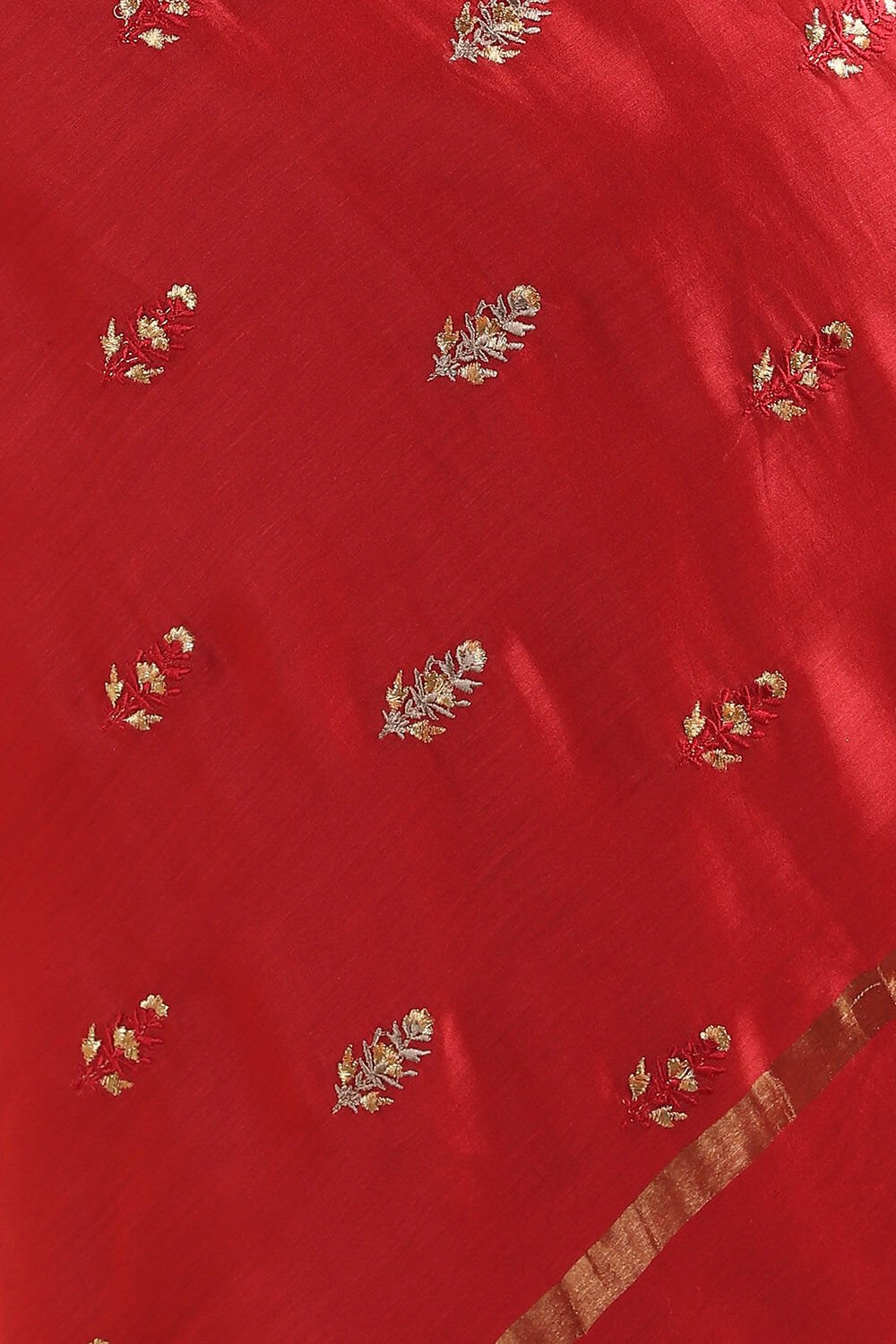 Dark Red Pure Silk Cotton Embroidered Saree image number null