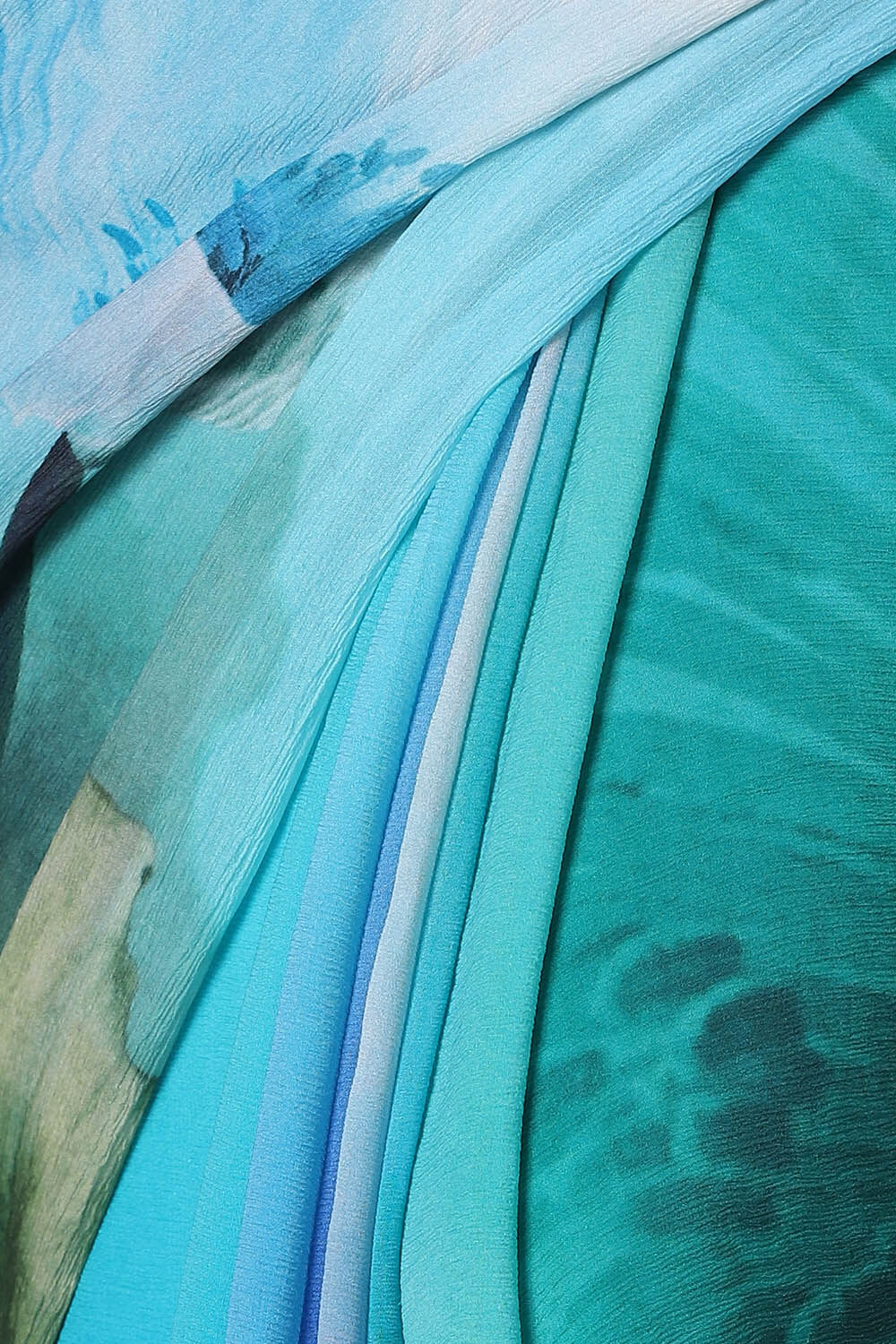 Blue Pure Chiffon Digital Printed Saree image number null
