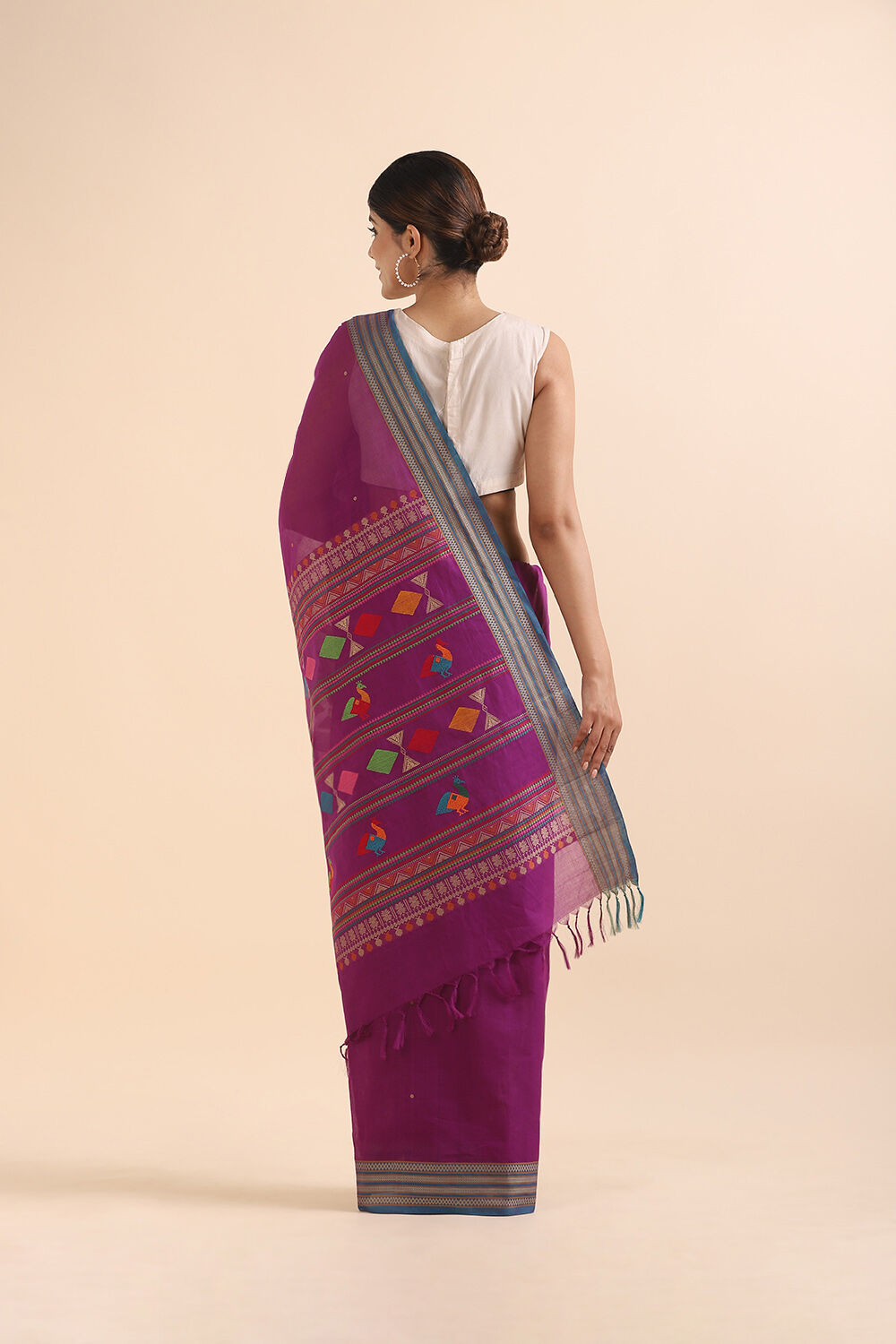 Purple Pure Cotton South Saree image number null