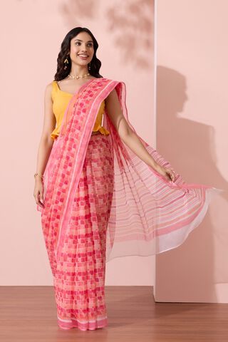 Pink Rajasthan Screen Printed Pure Cotton Kota Saree thumbnail image number null