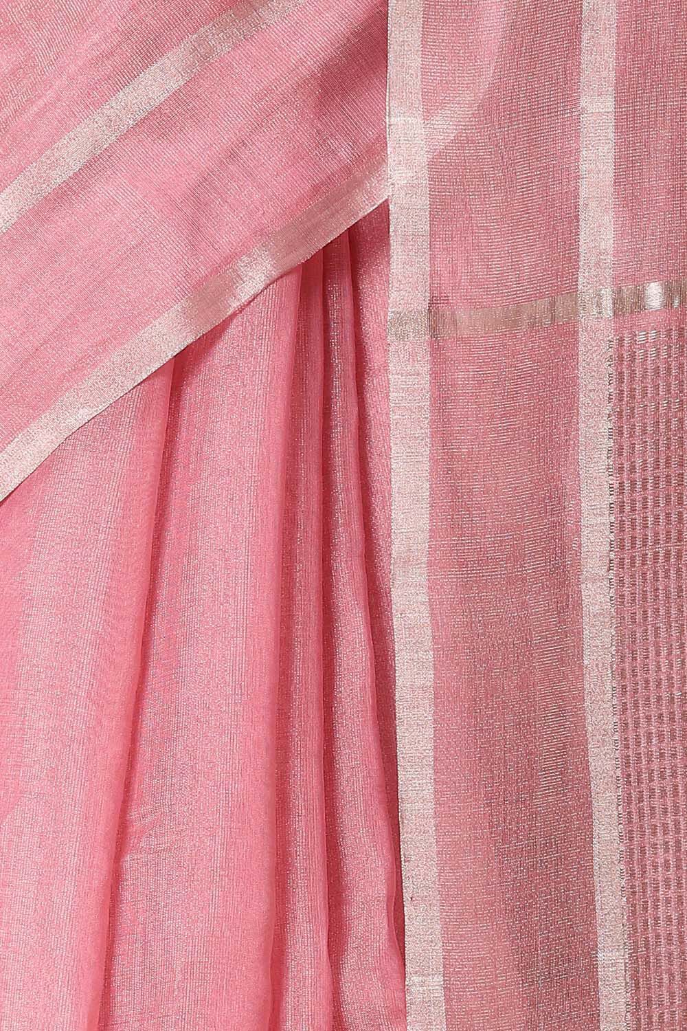 Light Pink Pure Cotton Tissue Chanderi Saree image number null