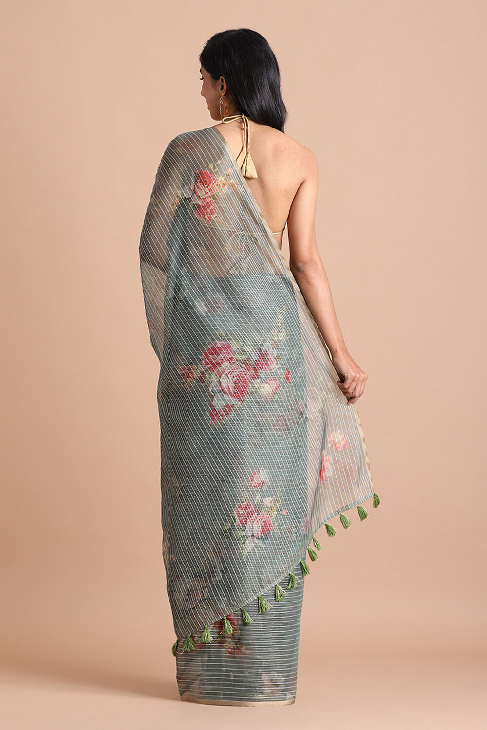 Light Pure Green Embroidered Saree image number null