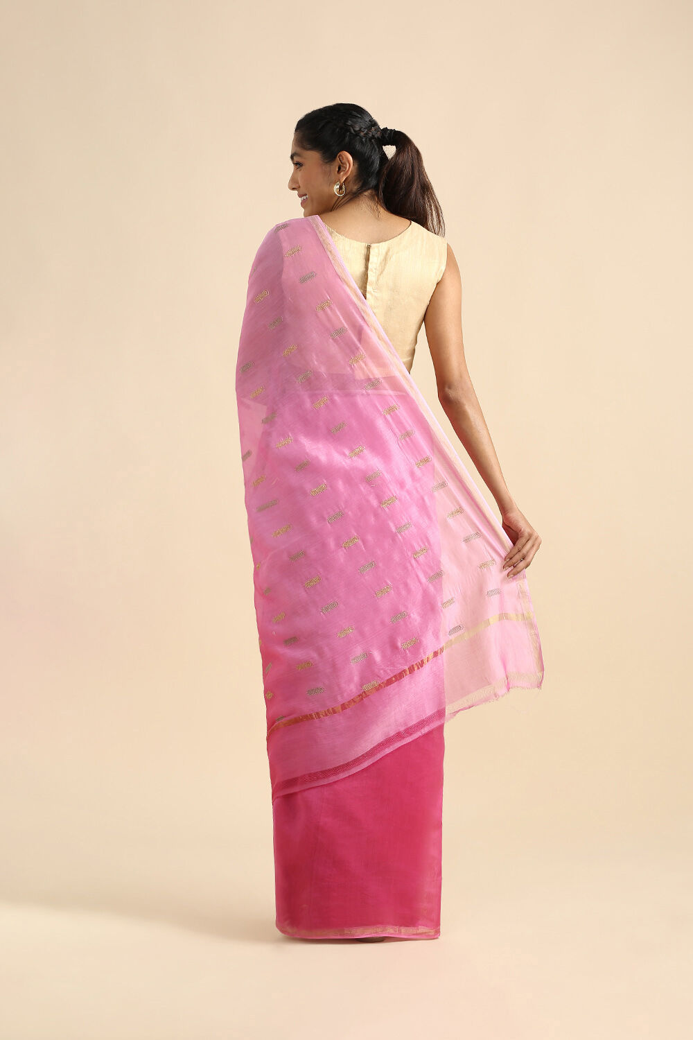 Pink Pure Silk Cotton Embroidered Saree image number null