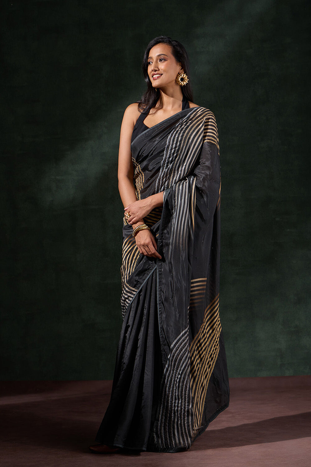 Black Printed Viscose Saree image number null