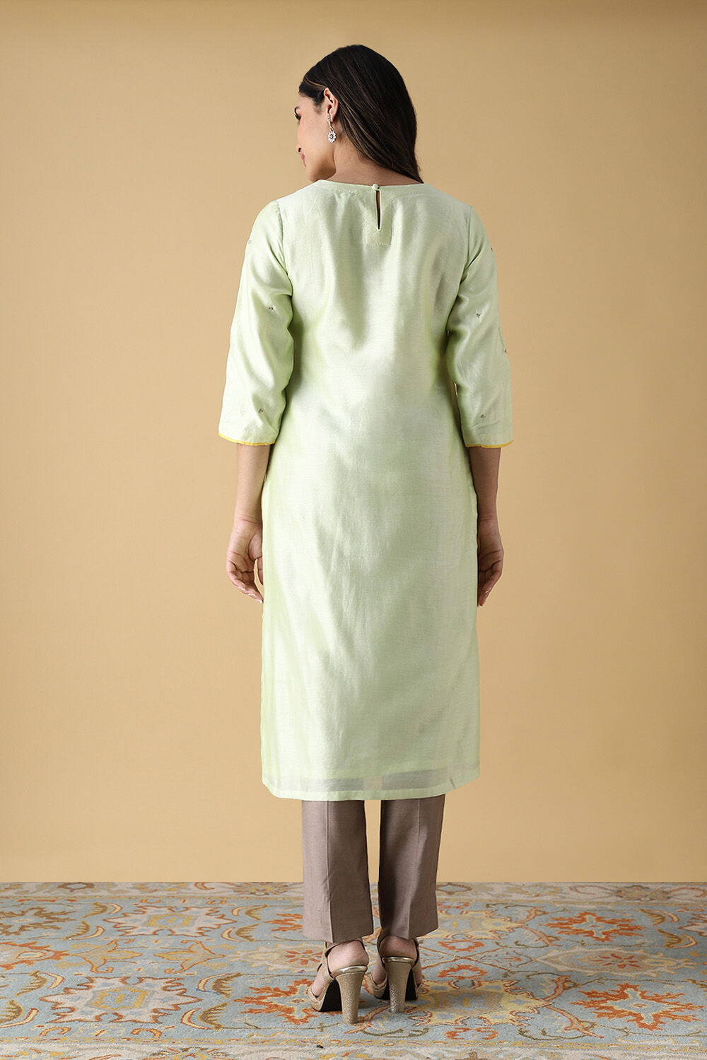 Pink Organza Cotton Woven Kurta Set image number null
