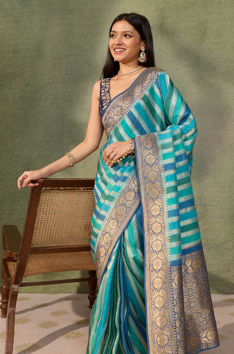 Blue Woven Pure Viscose Saree