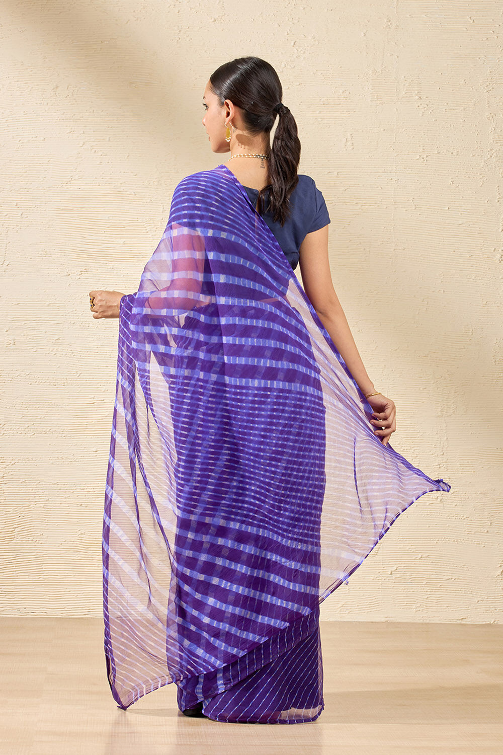 Purple Rajasthan Pure Silk Georgette Tie & Dye Leheriya Saree image number null