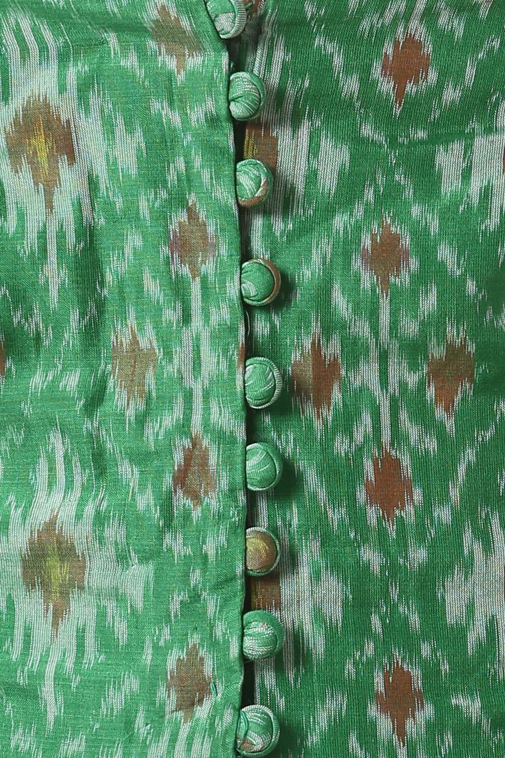 Green Silk Cotton Ikat Blouse image number null