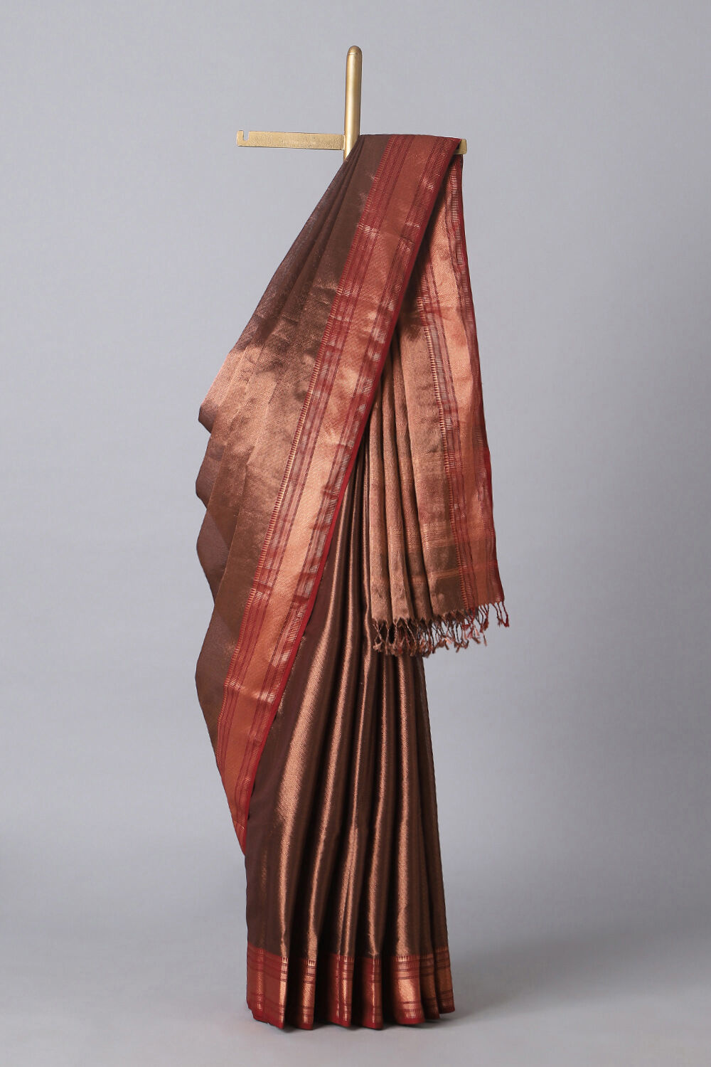 Brown Pure Silk Cotton Maheshwari Saree image number null