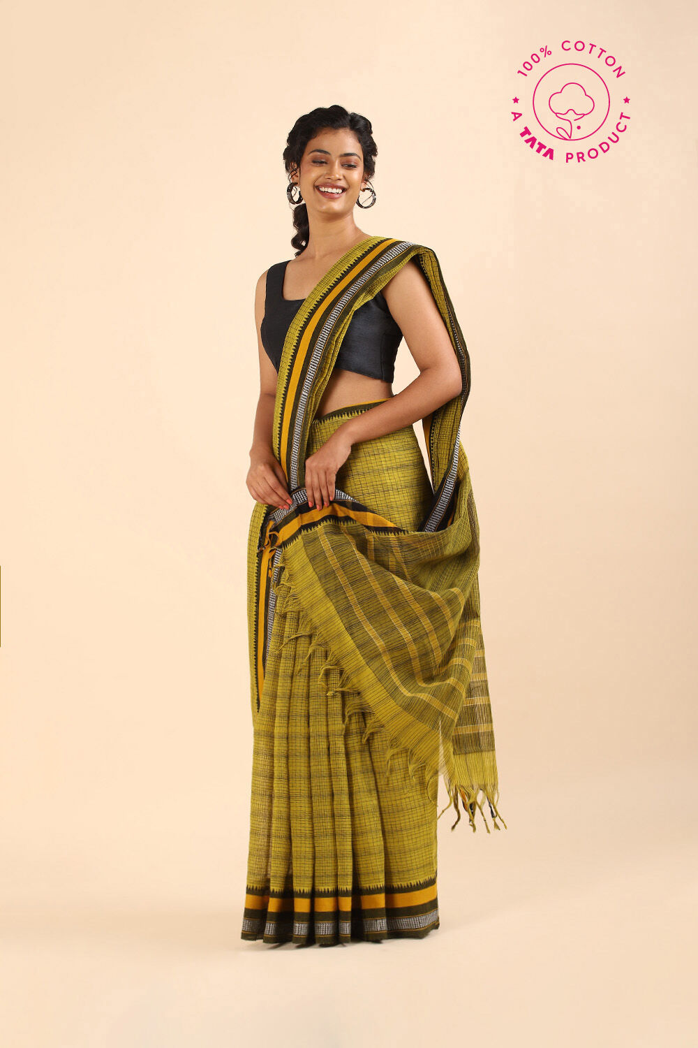 Light Pure Green Cotton Naranyanpet Saree image number null