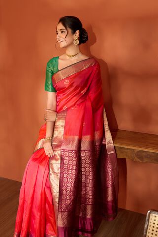 Red Woven Apsara Silk Viscose Saree image number