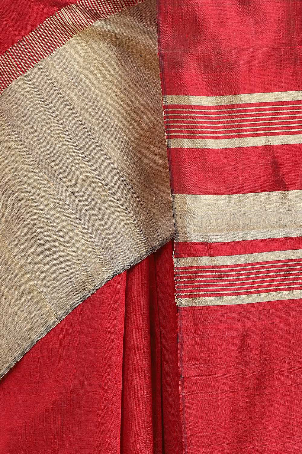 Red Pure Silk Woven Saree image number null
