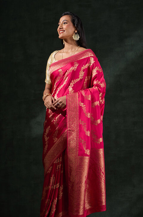 Red Woven Viscose Saree