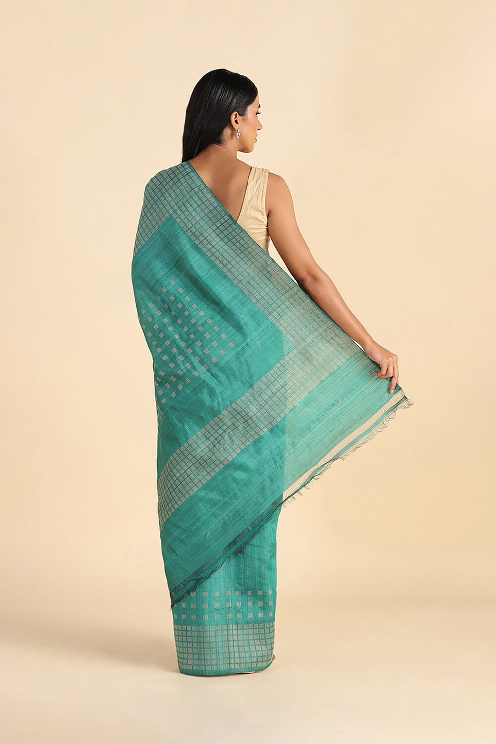 Light Blue Handwoven Pure Silk Tussar Saree image number null