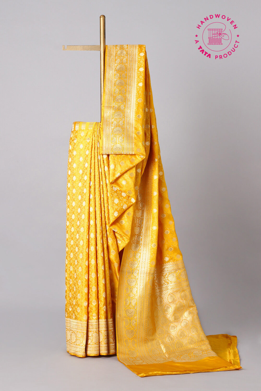 Dark Yellow Pure Silk Banarasi Tanchoi Saree image number null