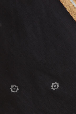 Black Pure Khadi Cotton Ponduru Jamdani Saree thumbnail image number null