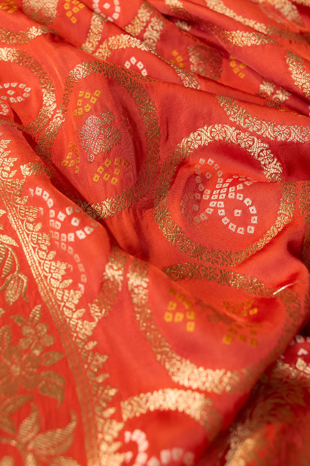 Orange Woven Viscose Satin Saree image number null
