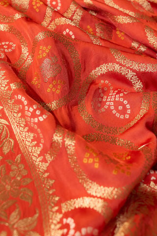 Orange Woven Viscose Satin Saree thumbnail image number null