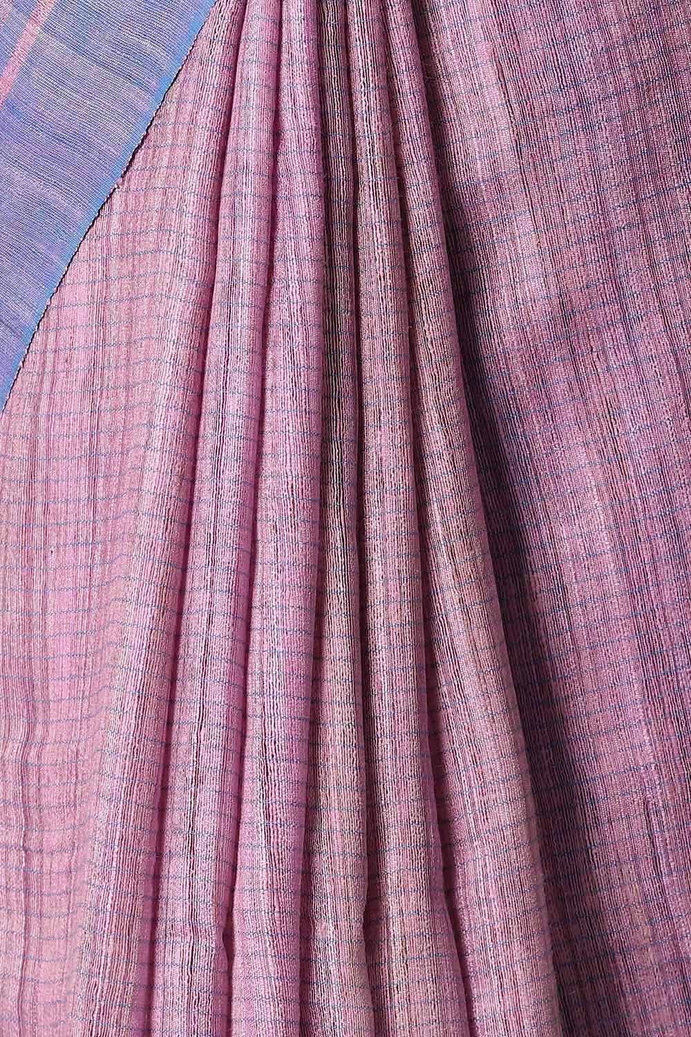 Light Violet Pure Tussar Silk Bhagalpuri Saree image number null