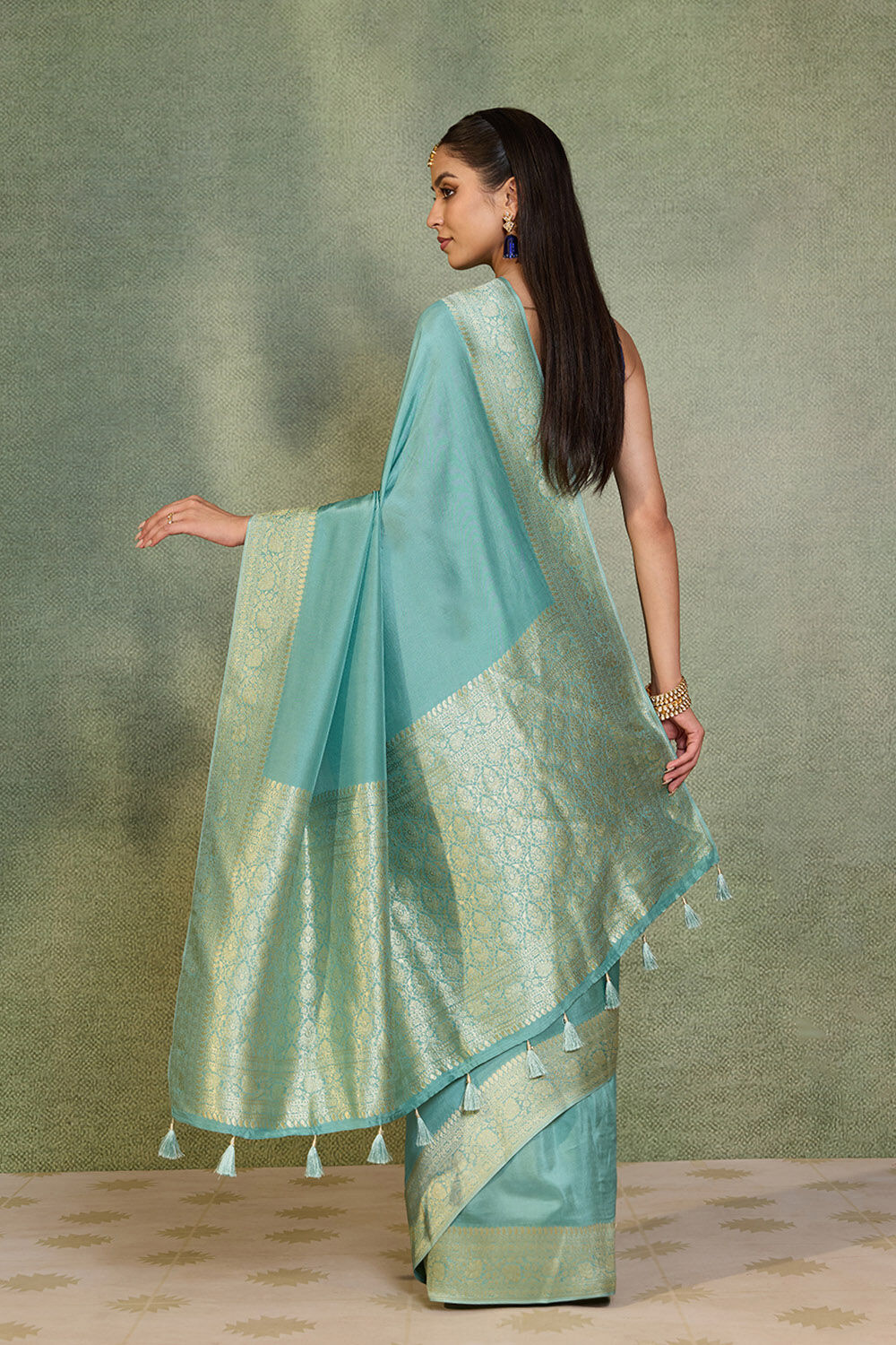 Light Blue Woven Design Pure Viscose Saree image number null