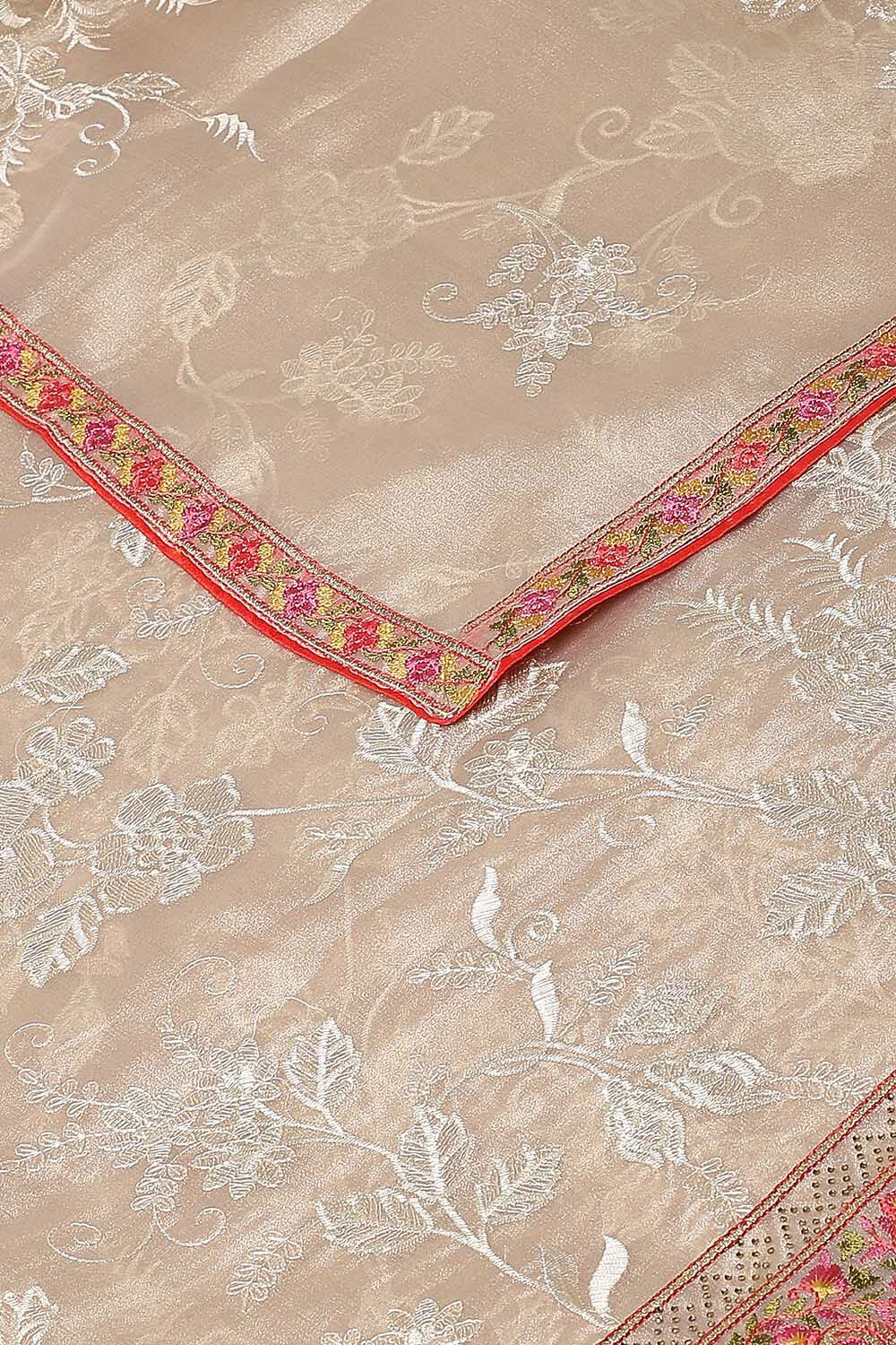 Beige Embroidered Saree image number null