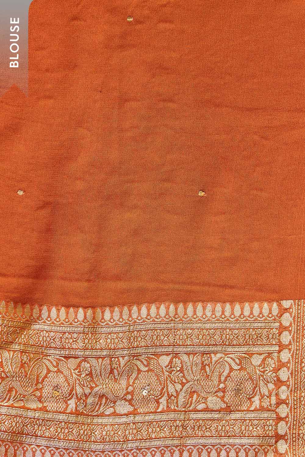 Orange Embroidered Pure Silk Georgette Saree image number null