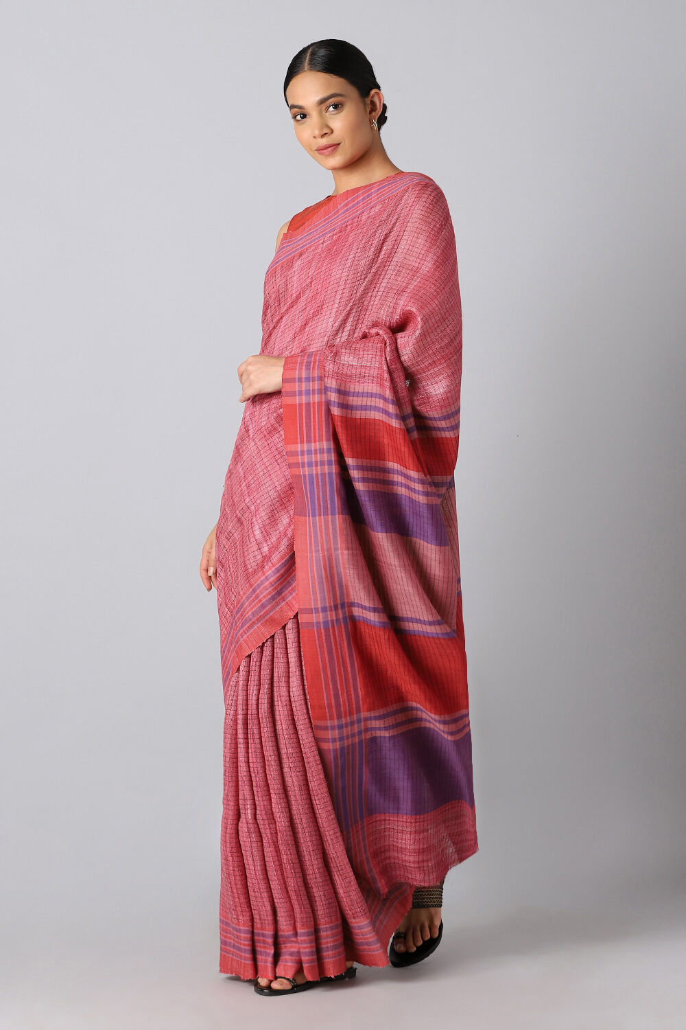 Pink Pure Tussar Silk Bhagalpuri Saree image number null